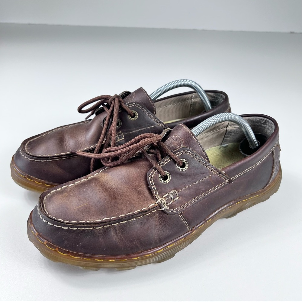Dr. Martens AW004 Men‘s Brown Leather Lace Up Derby Boat Shoes US 10 M